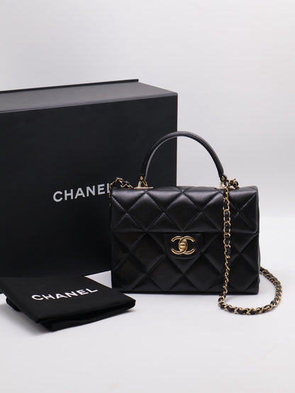 CHANEL 24P Handle bag - 大號黑金