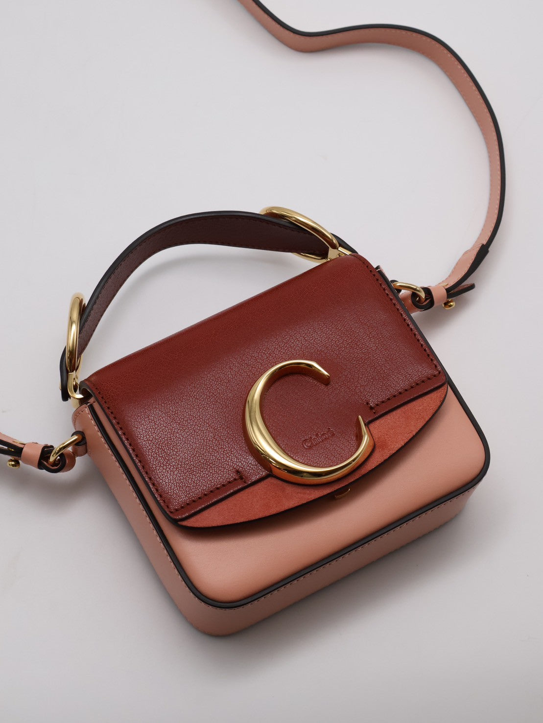 Chloe 經典 C Bag - mini棗紅珊瑚粉