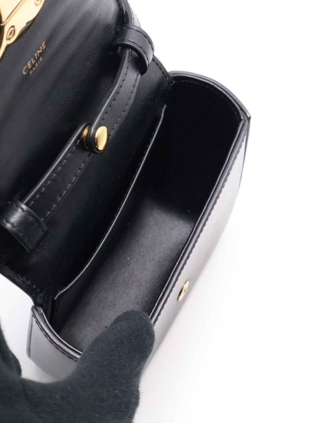 CELINE 凱旋釦Mini box - 黑金