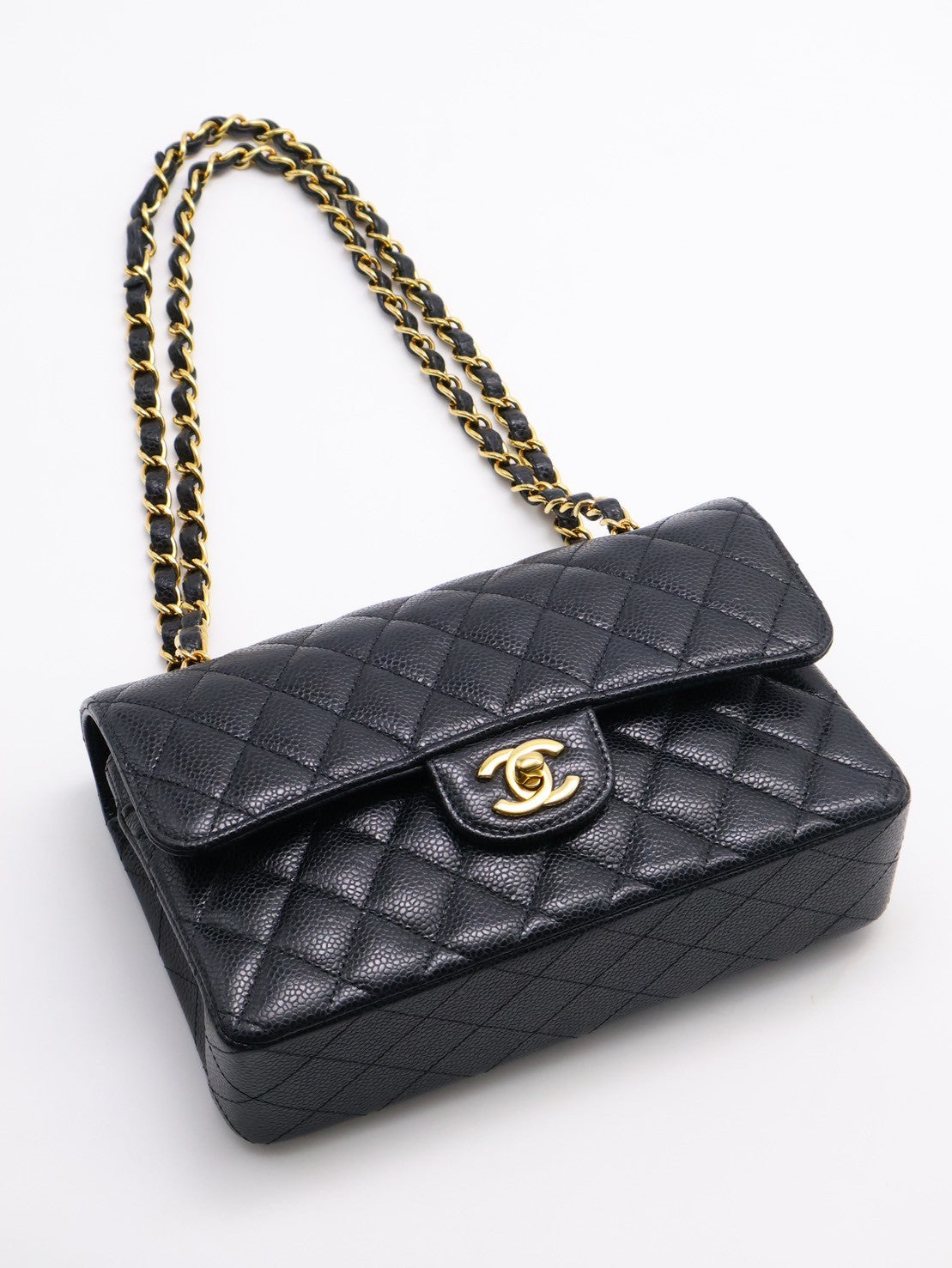 CHANEL 經典口蓋包 CF23 - 粒面牛皮黑金