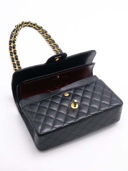 CHANEL 經典口蓋包 CF23 - 粒面牛皮黑金