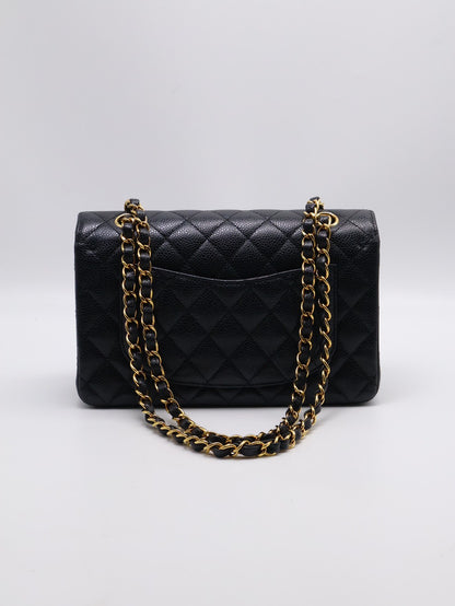 CHANEL 經典口蓋包 CF23 - 粒面牛皮黑金