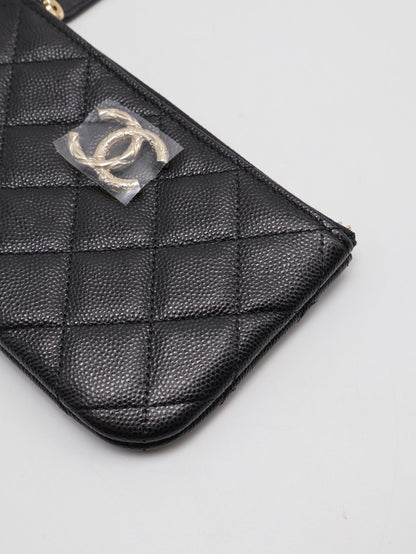 CHANEL 24S一字拉鍊零錢包 - 黑金