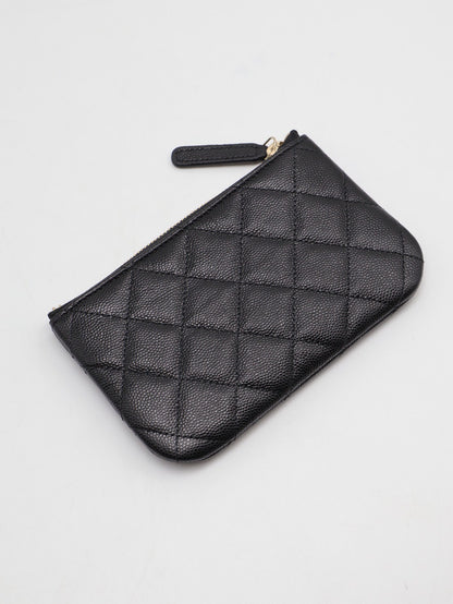 CHANEL 24S一字拉鍊零錢包 - 黑金