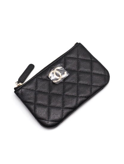 CHANEL 24S一字拉鍊零錢包 - 黑金