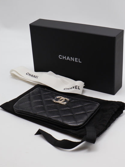 CHANEL 24S一字拉鍊零錢包 - 黑金