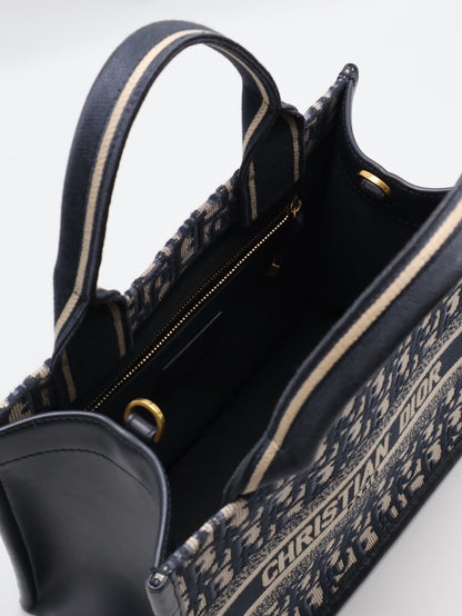 DIOR 刺繡老花背帶款Tote - 小號深藍