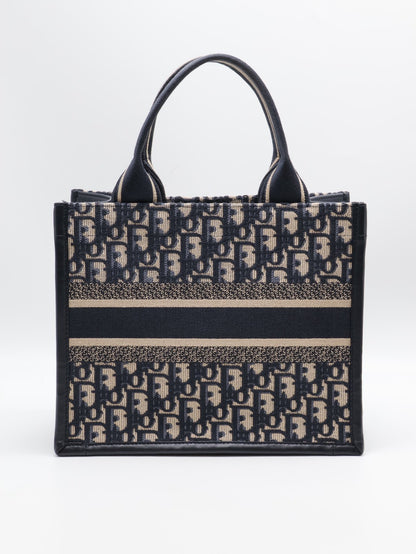 DIOR 刺繡老花背帶款Tote - 小號深藍