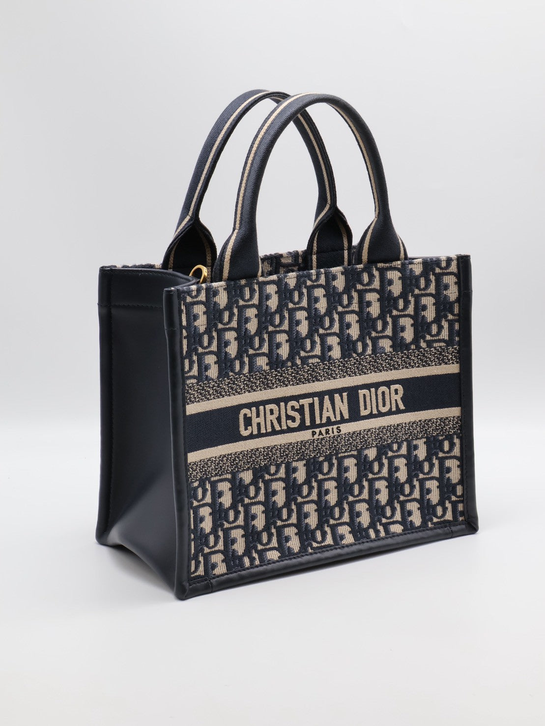 DIOR 刺繡老花背帶款Tote - 小號深藍