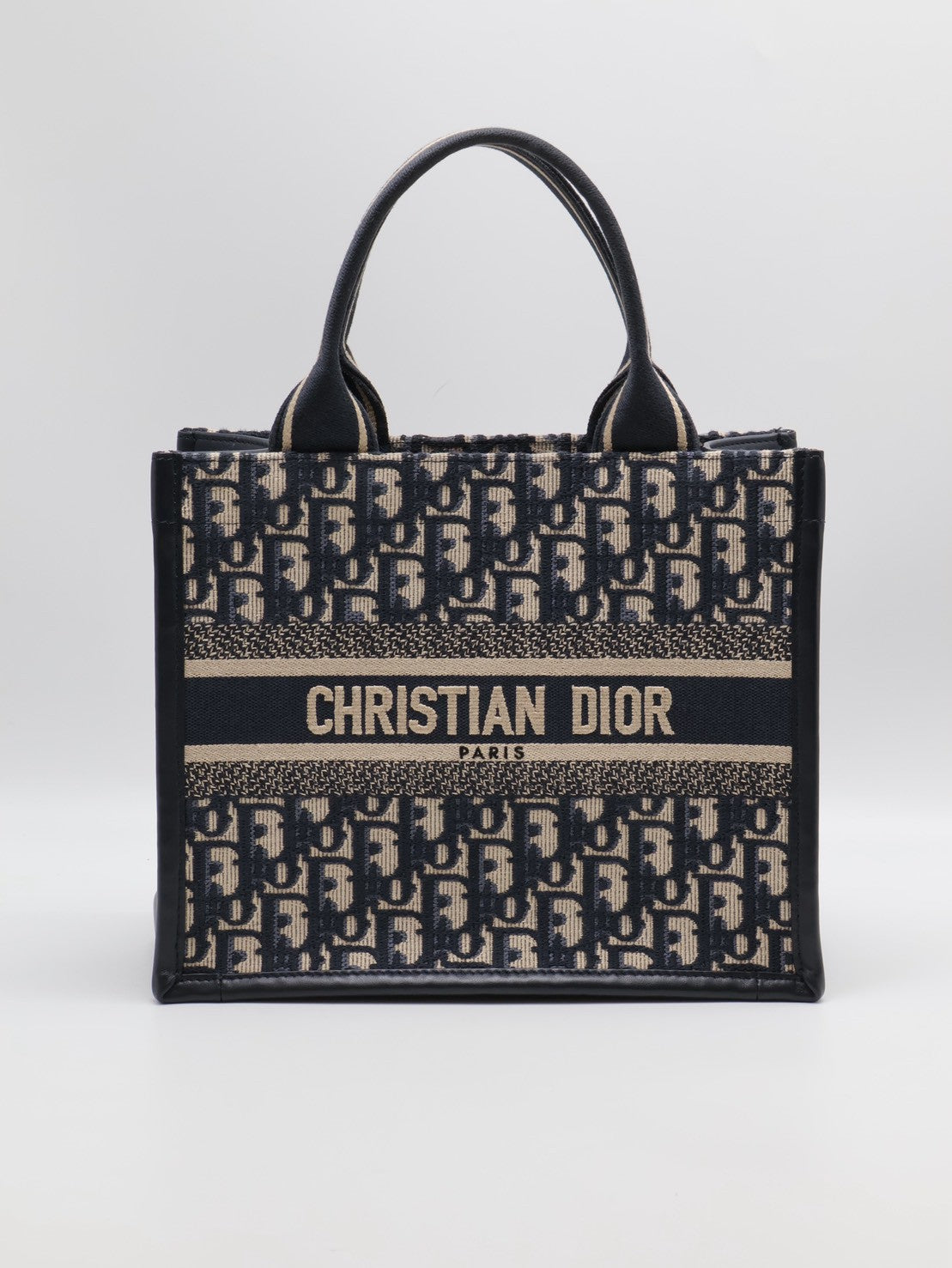 DIOR 刺繡老花背帶款Tote - 小號深藍