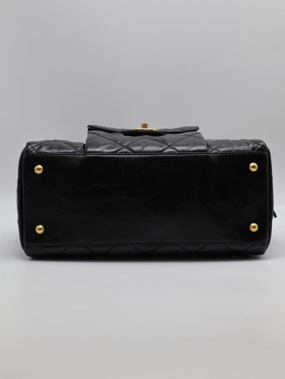 CHANEL 皺摺小牛皮保齡球包 - 大號黑金