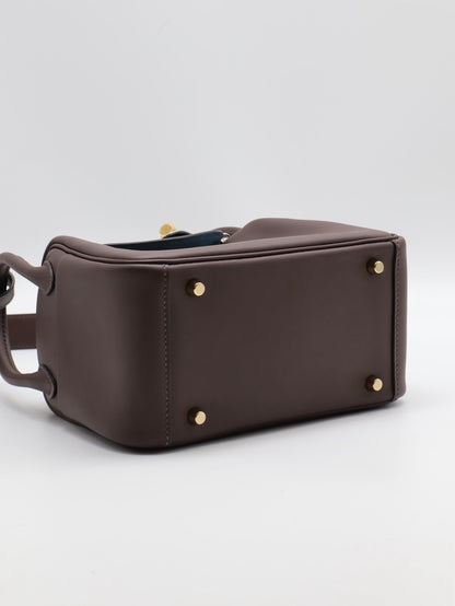 HERMES Mini lindy - 摩卡棕/牛仔藍金 B