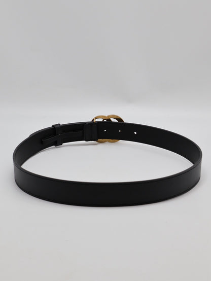 GUCCI 經典雙G腰帶 - 黑金 85