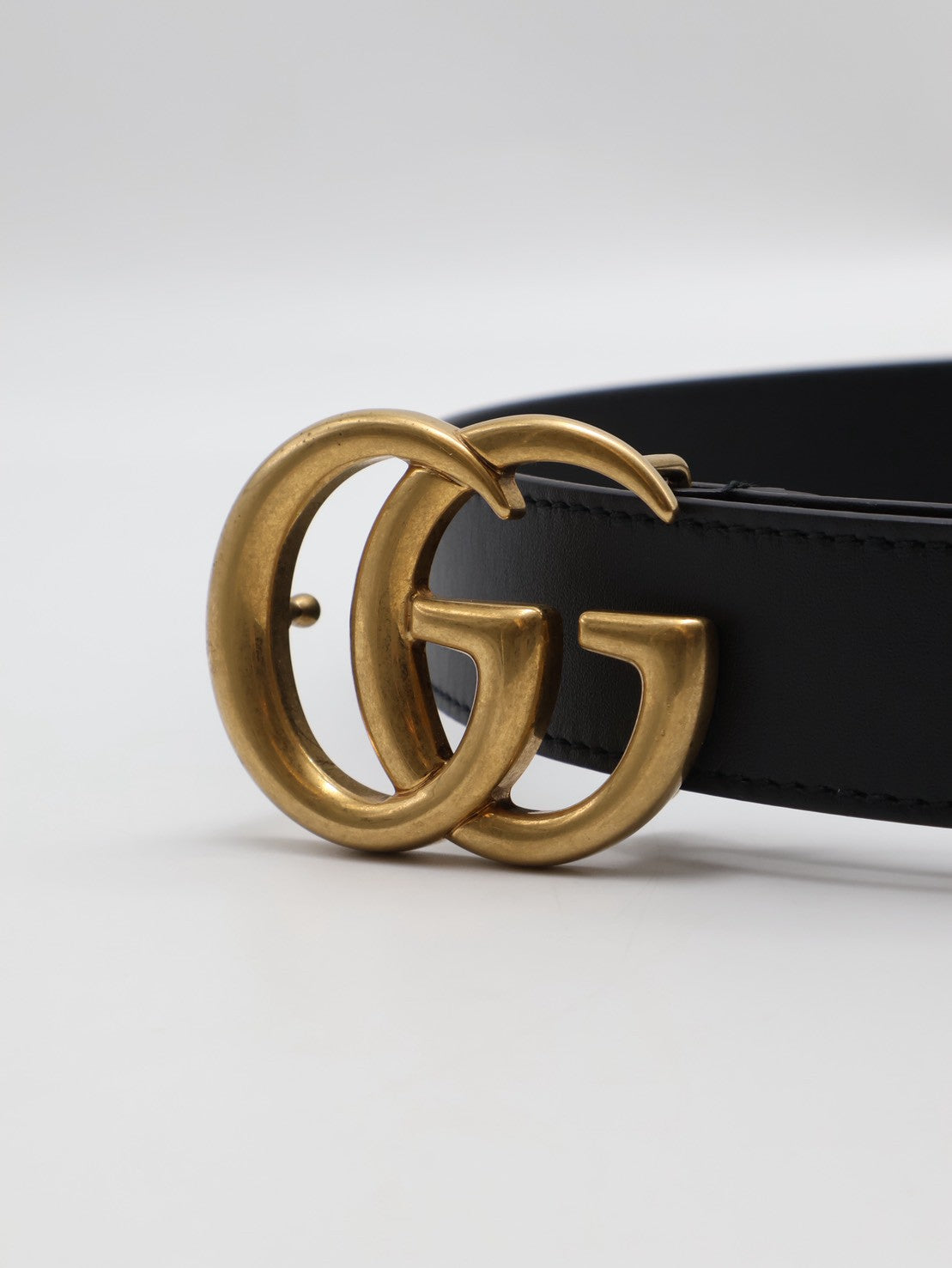 GUCCI 經典雙G腰帶 - 黑金 85