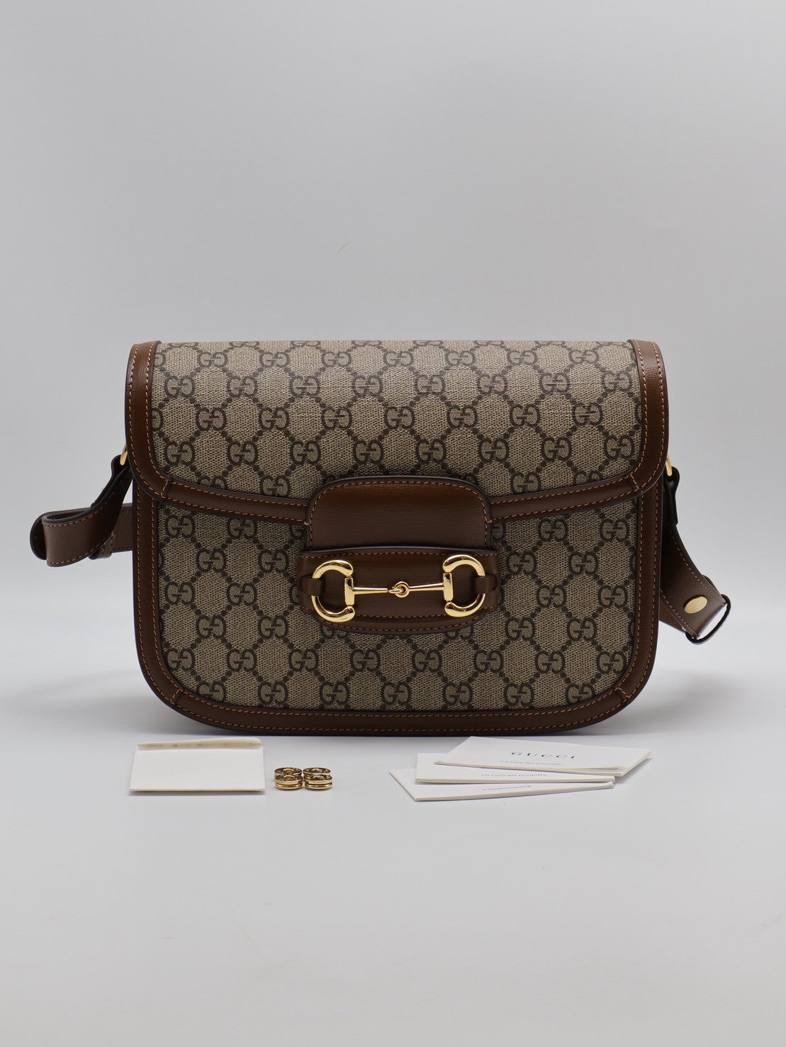 GUCCI Horsebit 1955馬銜釦馬鞍包 - 中號棕