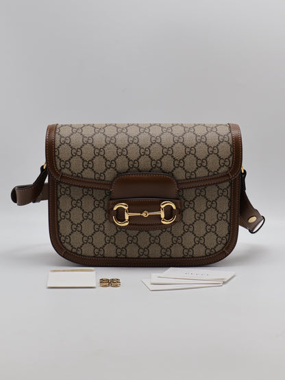 GUCCI Horsebit 1955馬銜釦馬鞍包 - 中號棕