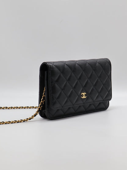 CHANEL 經典粒面牛皮WOC - 黑金