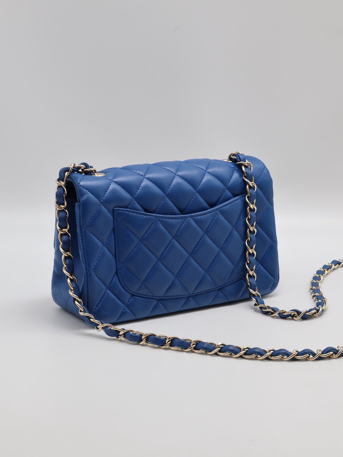 CHANEL 經典口蓋包 Mini CF20 - 寶藍金24開