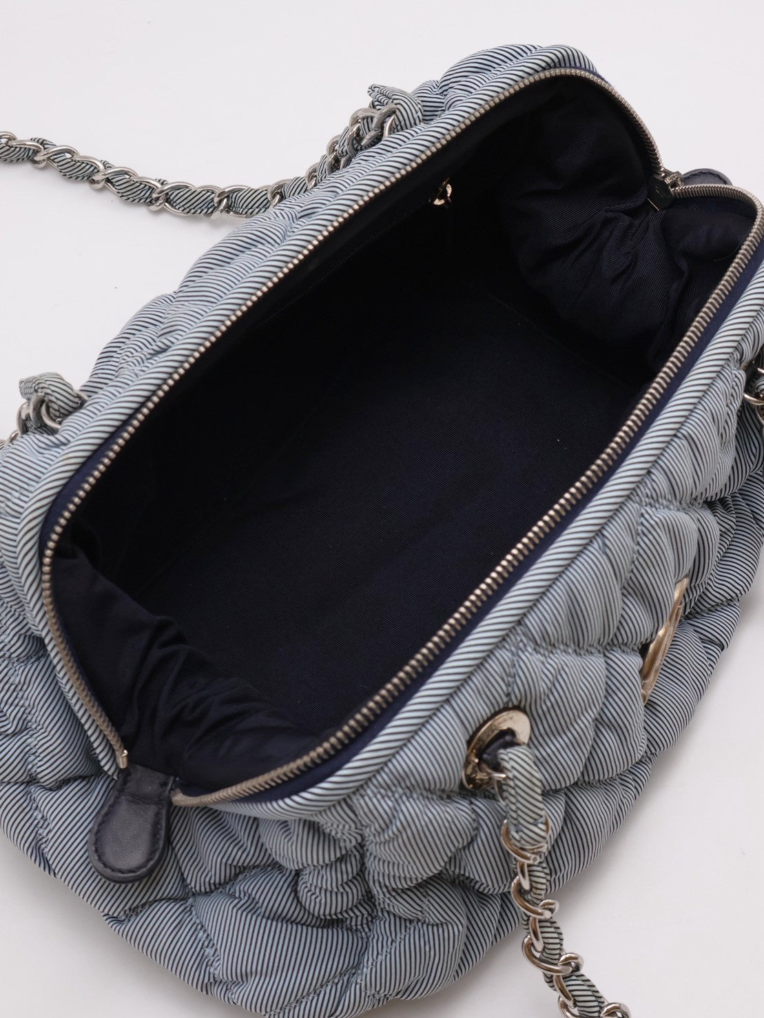 CHANEL 條紋織布泡泡雲朵包 - 藍銀13開