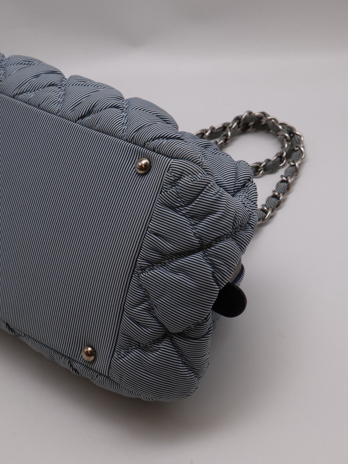 CHANEL 條紋織布泡泡雲朵包 - 藍銀13開