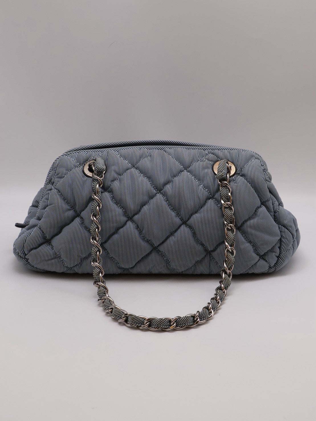 CHANEL 條紋織布泡泡雲朵包 - 藍銀13開