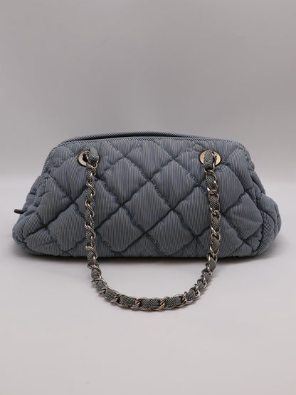 CHANEL 條紋織布泡泡雲朵包 - 藍銀13開