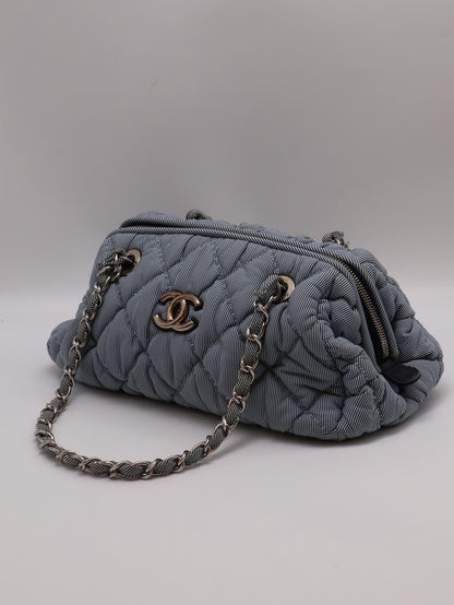 CHANEL 條紋織布泡泡雲朵包 - 藍銀13開