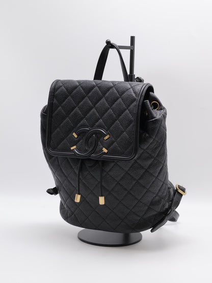 CHANEL Vanity case雙肩後背包 - 黑金26開