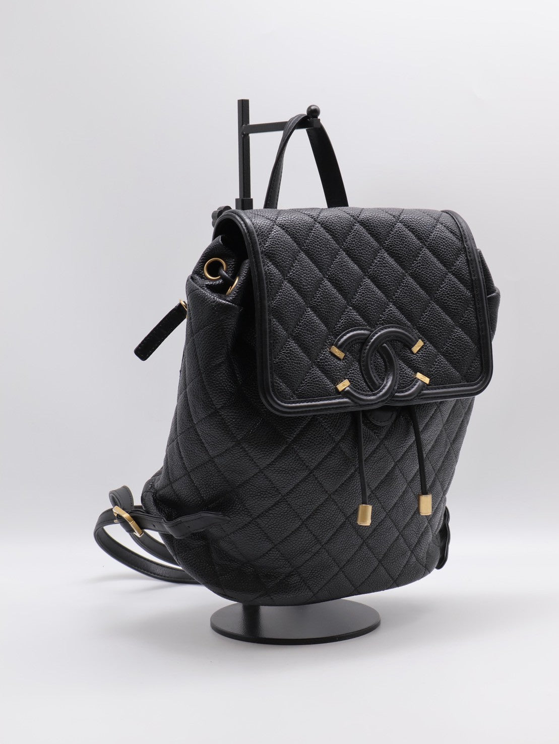 CHANEL Vanity case雙肩後背包 - 黑金26開