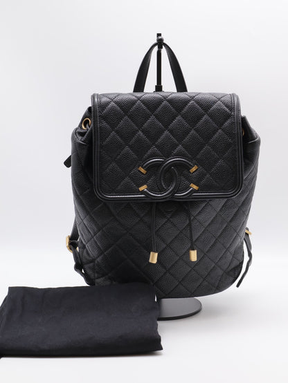 CHANEL Vanity case雙肩後背包 - 黑金26開