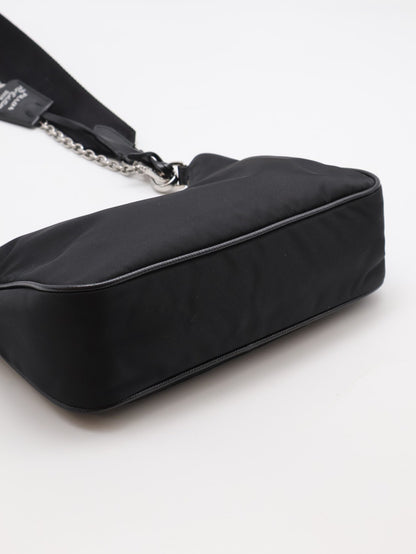 PRADA 經典三合一尼龍斜背包 - 黑銀