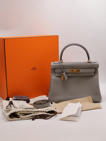 HERMES Kelly 28 - 海鷗灰金 W