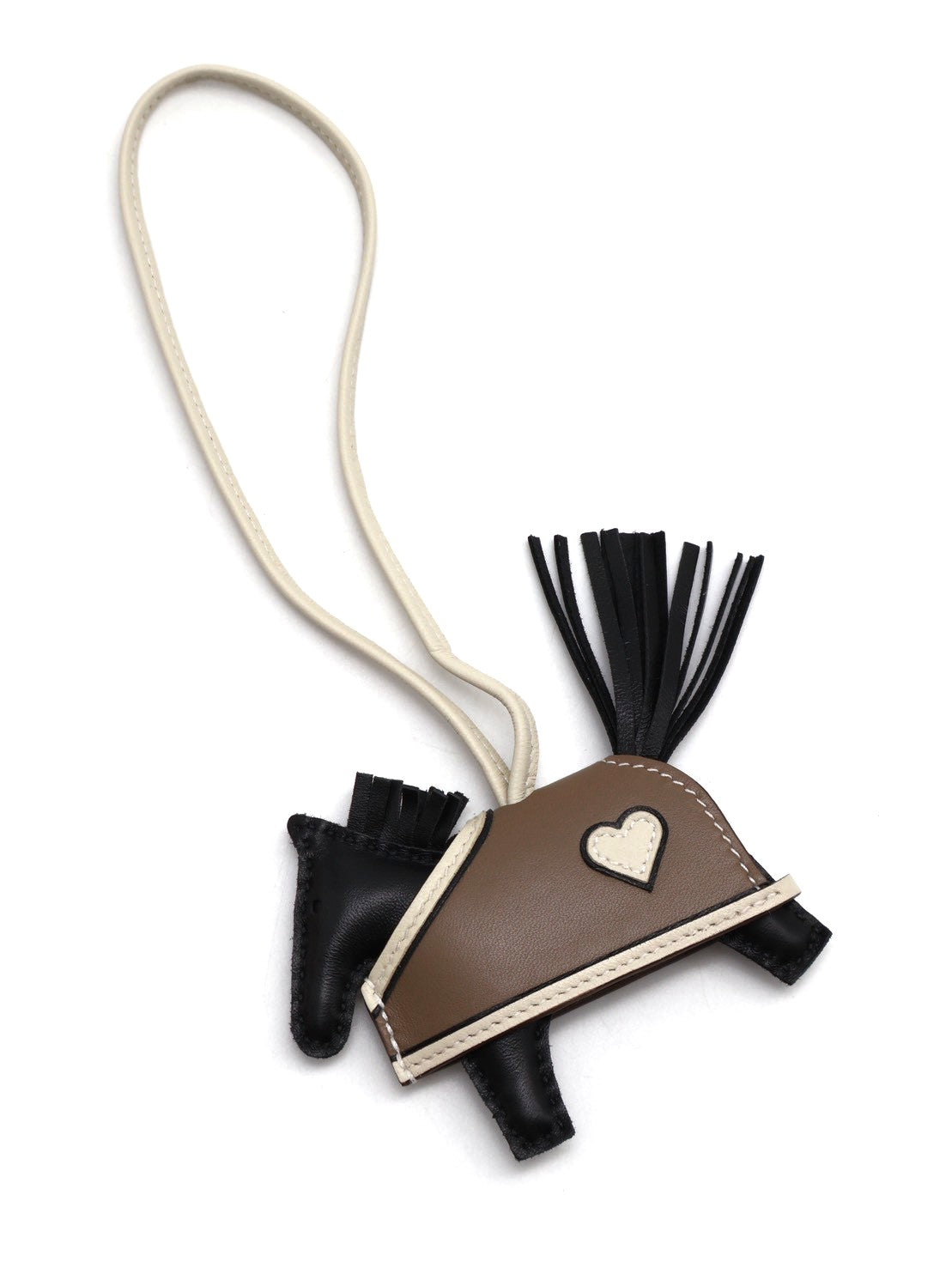 HERMES Rodeo Robeo Coeur小馬 - 黑/大象灰/奶昔白