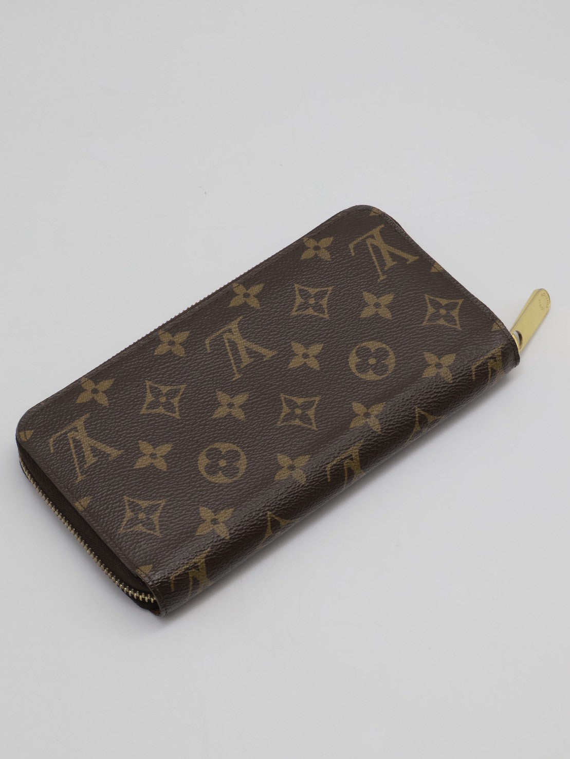 LOUIS VUITTON 經典老花拉鍊長夾 - 棕