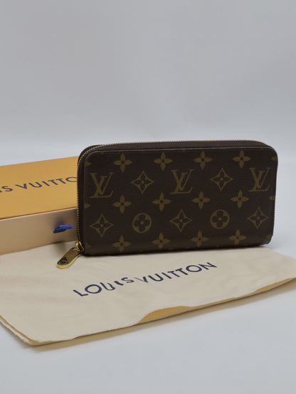 LOUIS VUITTON 經典老花拉鍊長夾 - 棕