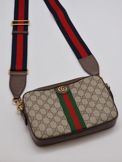 GUCCI Ophidia紅綠織帶老花相機包