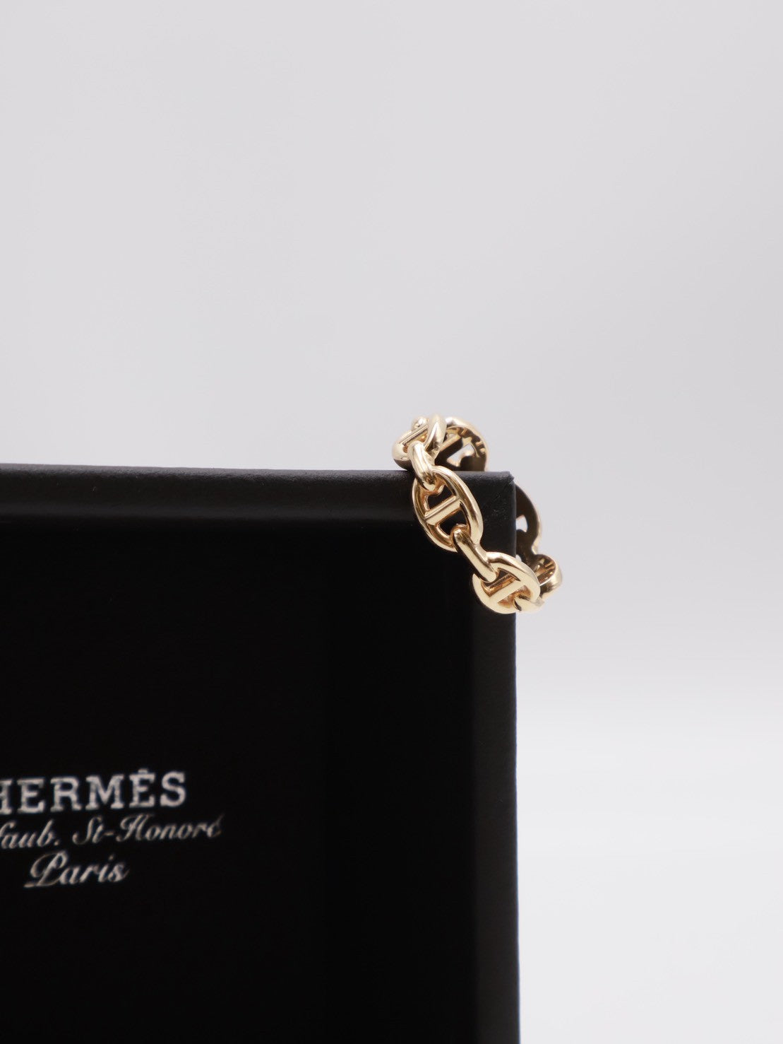 HERMES Chaine d'ancre enchainee 豬鼻18K玫瑰金戒指 54