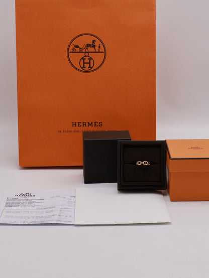 HERMES Chaine d'ancre enchainee 豬鼻18K玫瑰金戒指 54