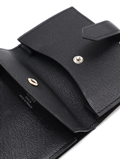 HERMES Beran雙折零錢卡包 - 黑銀 B