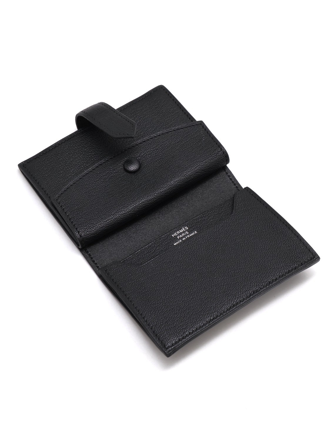 HERMES Beran雙折零錢卡包 - 黑銀 B