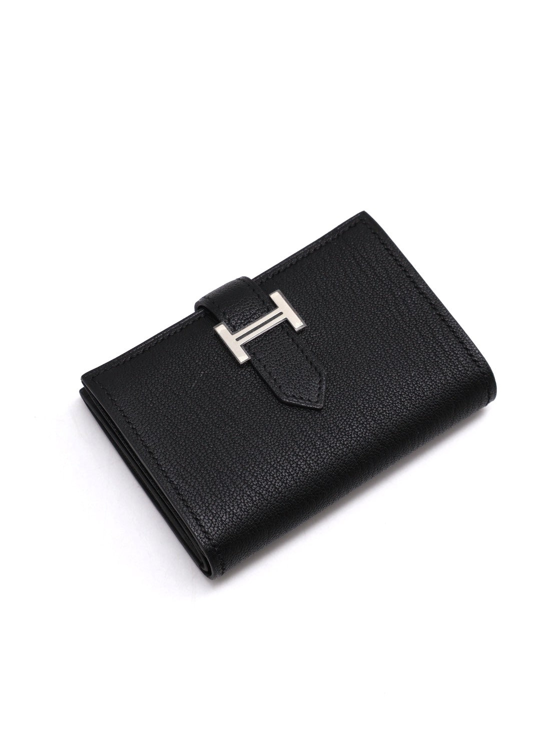 HERMES Beran雙折零錢卡包 - 黑銀 B