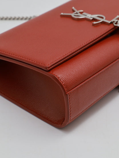 YSL Kate 流蘇鍊帶斜背包 - 紅銀