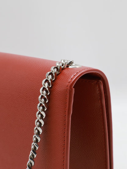YSL Kate 流蘇鍊帶斜背包 - 紅銀