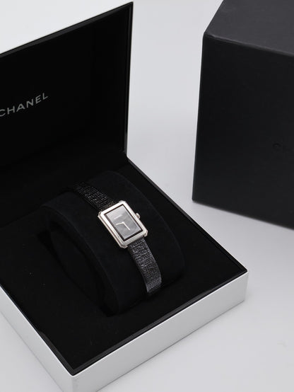 CHANEL Boy.friend tweed腕錶 - 黑銀