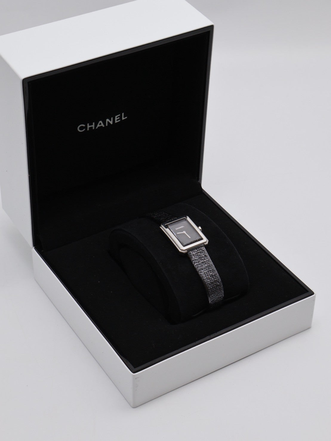 CHANEL Boy.friend tweed腕錶 - 黑銀