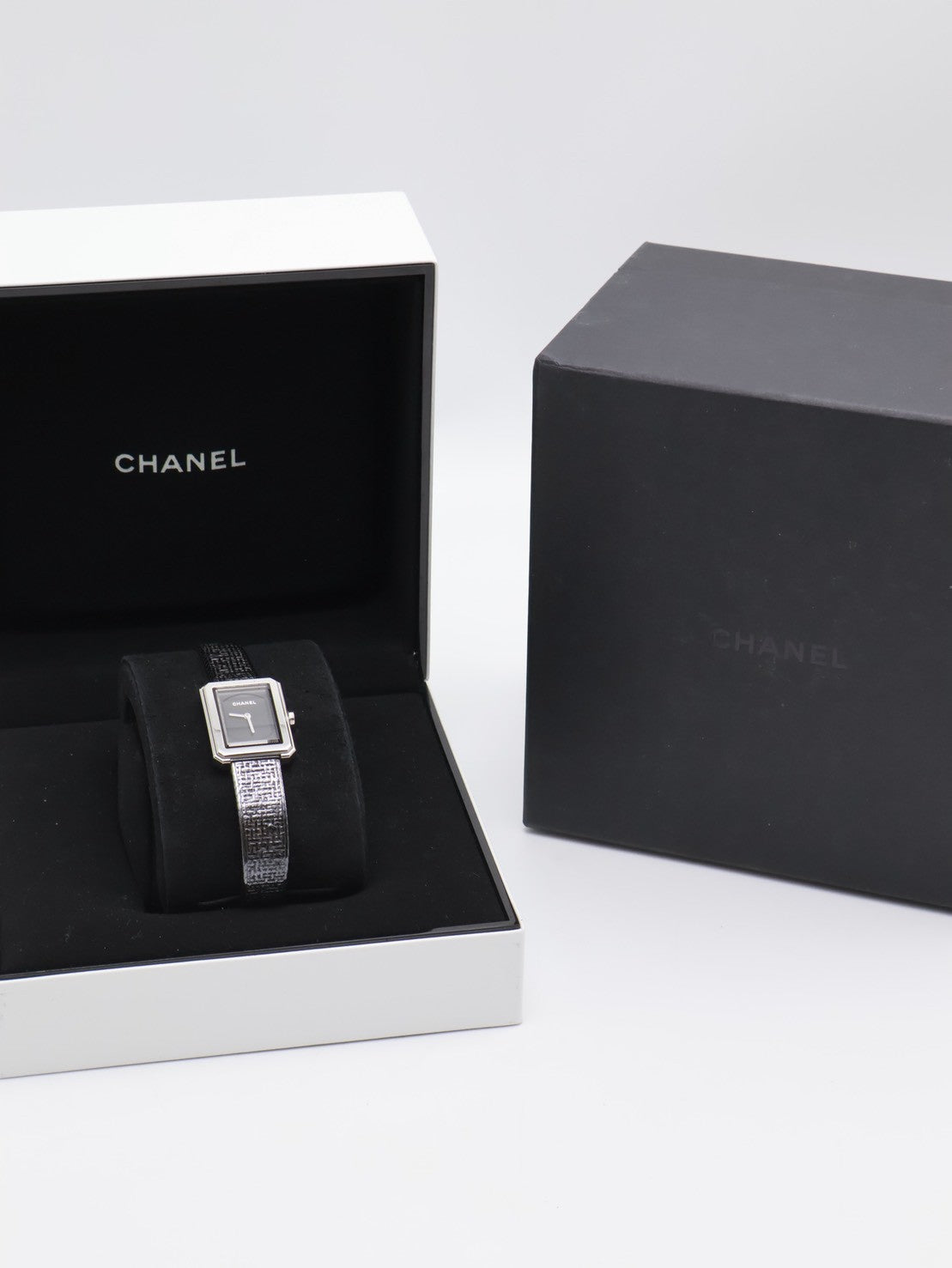 CHANEL Boy.friend tweed腕錶 - 黑銀