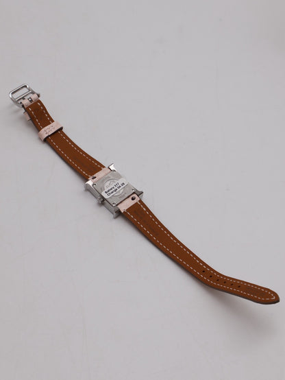 HERMES Heure H腕錶 - 21 鱷魚皮錶帶薔薇粉銀 K