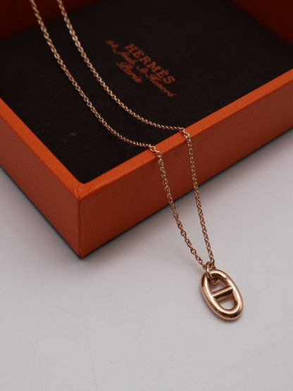 HERMES Farandole pendant 18K玫瑰金豬鼻子項鍊