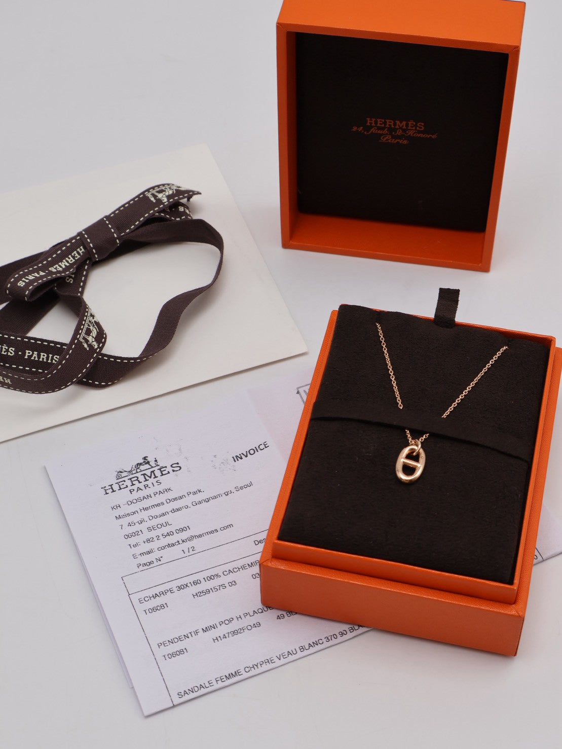 HERMES Farandole pendant 18K玫瑰金豬鼻子項鍊