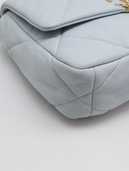 CHANEL 19 Bag 菱格紋羊皮手提肩背包 26 - 寶寶藍金